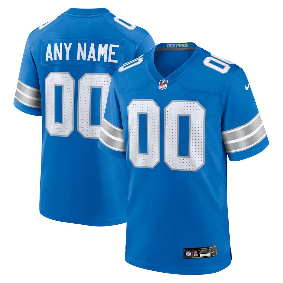 Men Detroit Lions Nike Blue Custom Game NFL Jersey->->Custom Jersey